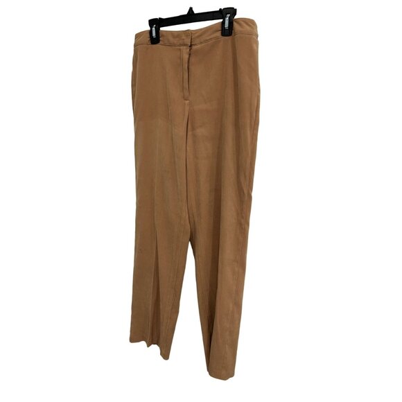 First Option Womens Camel Brown High Waisted Flat Front Trousers Pants Sz 8 - Picture 3 of 8